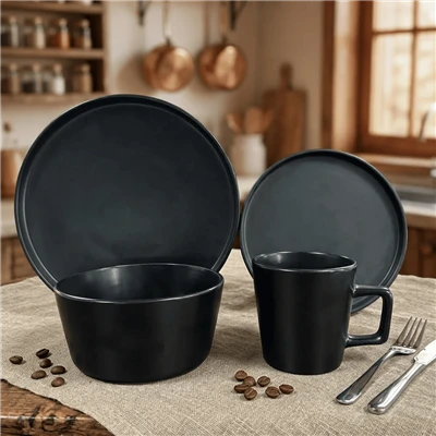 Balck 釉薬食器セット 16 個